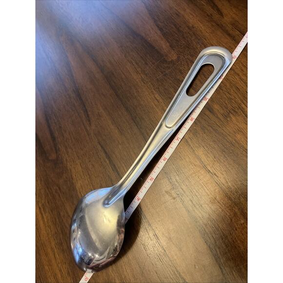 Vintage Ekco Stainless Serving Spoon China 11 1/4" Oval Hanger Chef Utensil - Picture 2 of 7